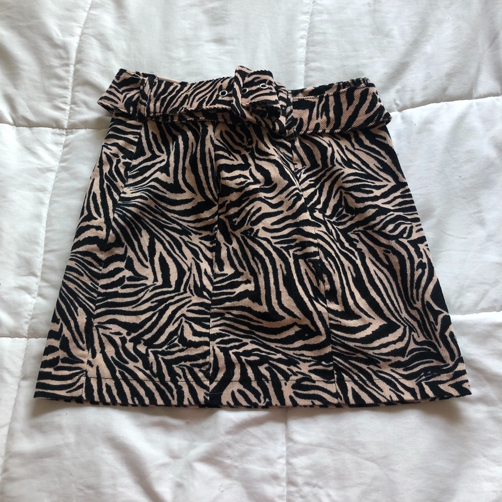 Corduroy Zebra Print Mini Skirt